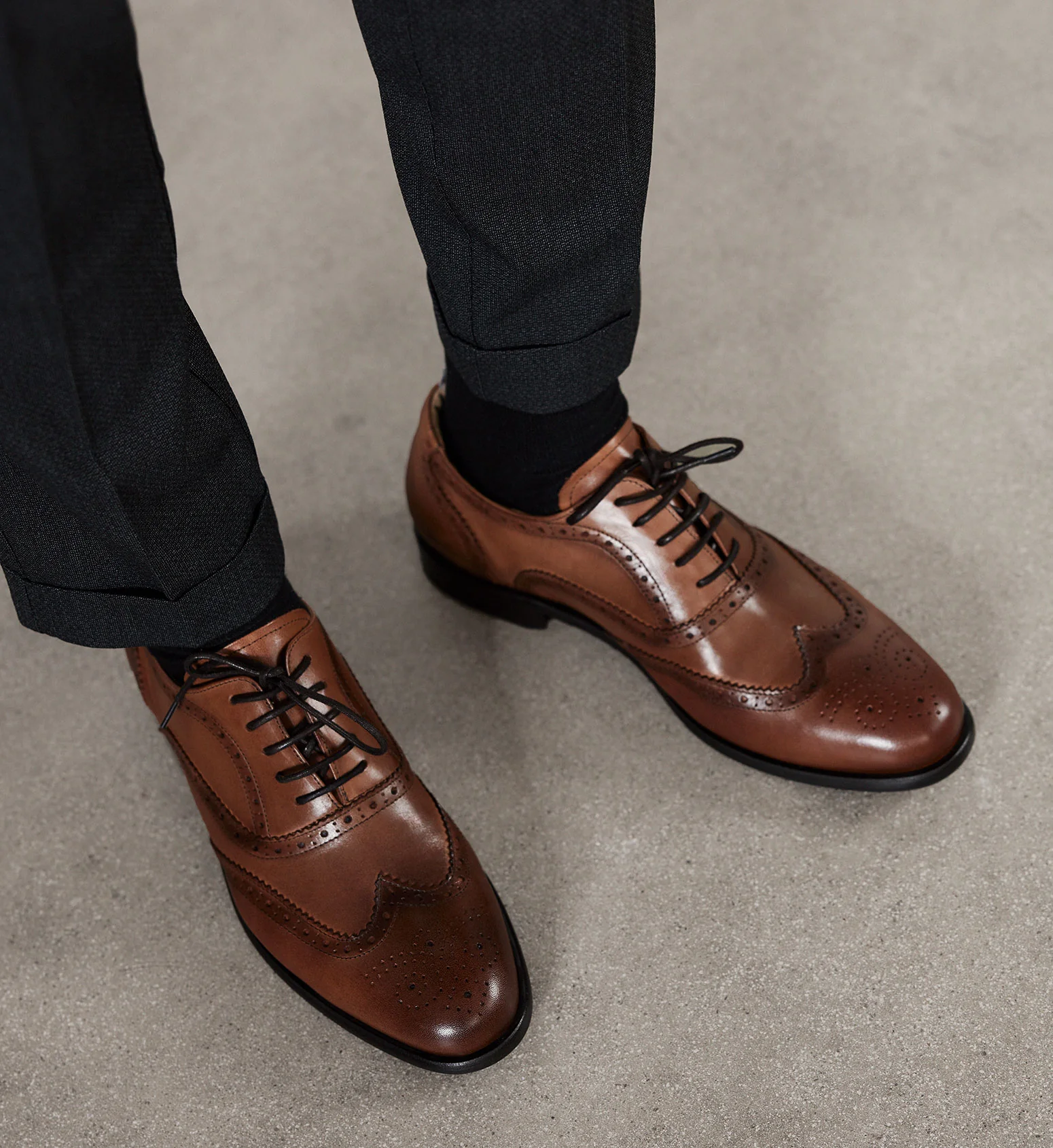 Barium Tan Leather Lace Up Dress Shoes