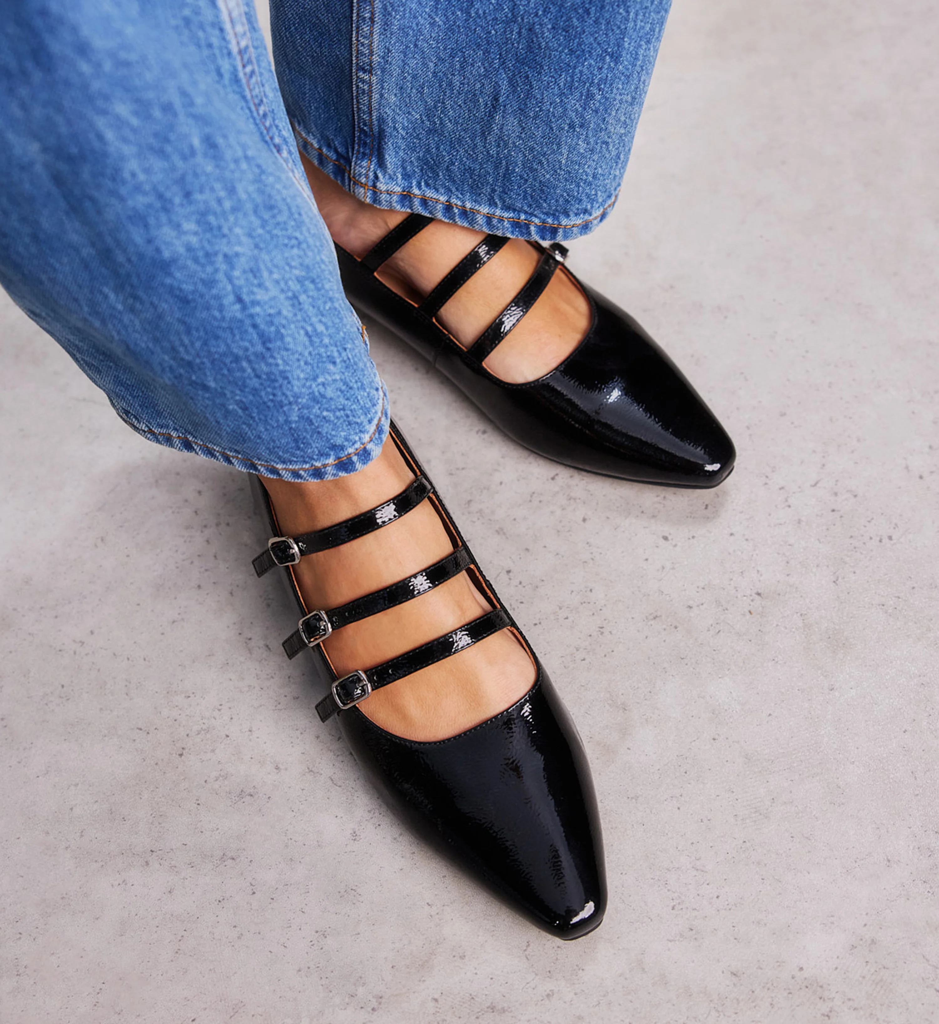 Partridge 2 Black Crinkle Patent Leather Ballet Flats