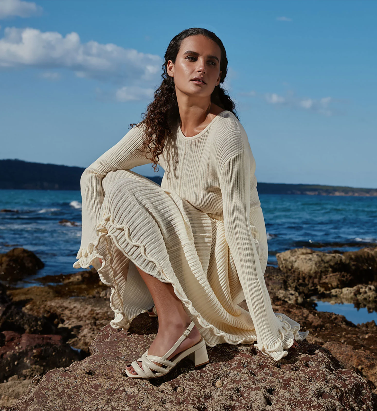 Mandanga Off White Leather Low Heels