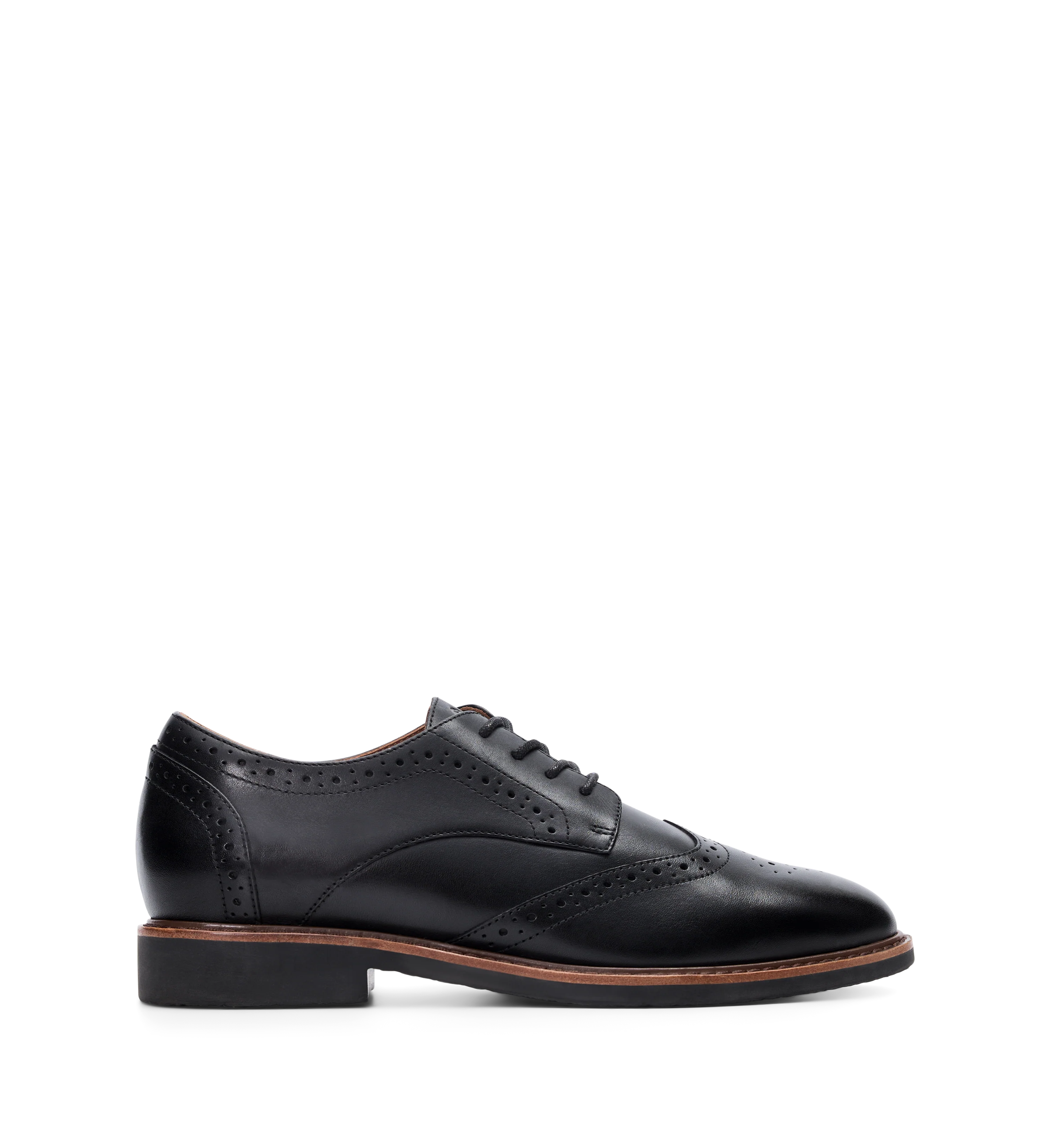 Astrapia Black Leather Lace Up Flats