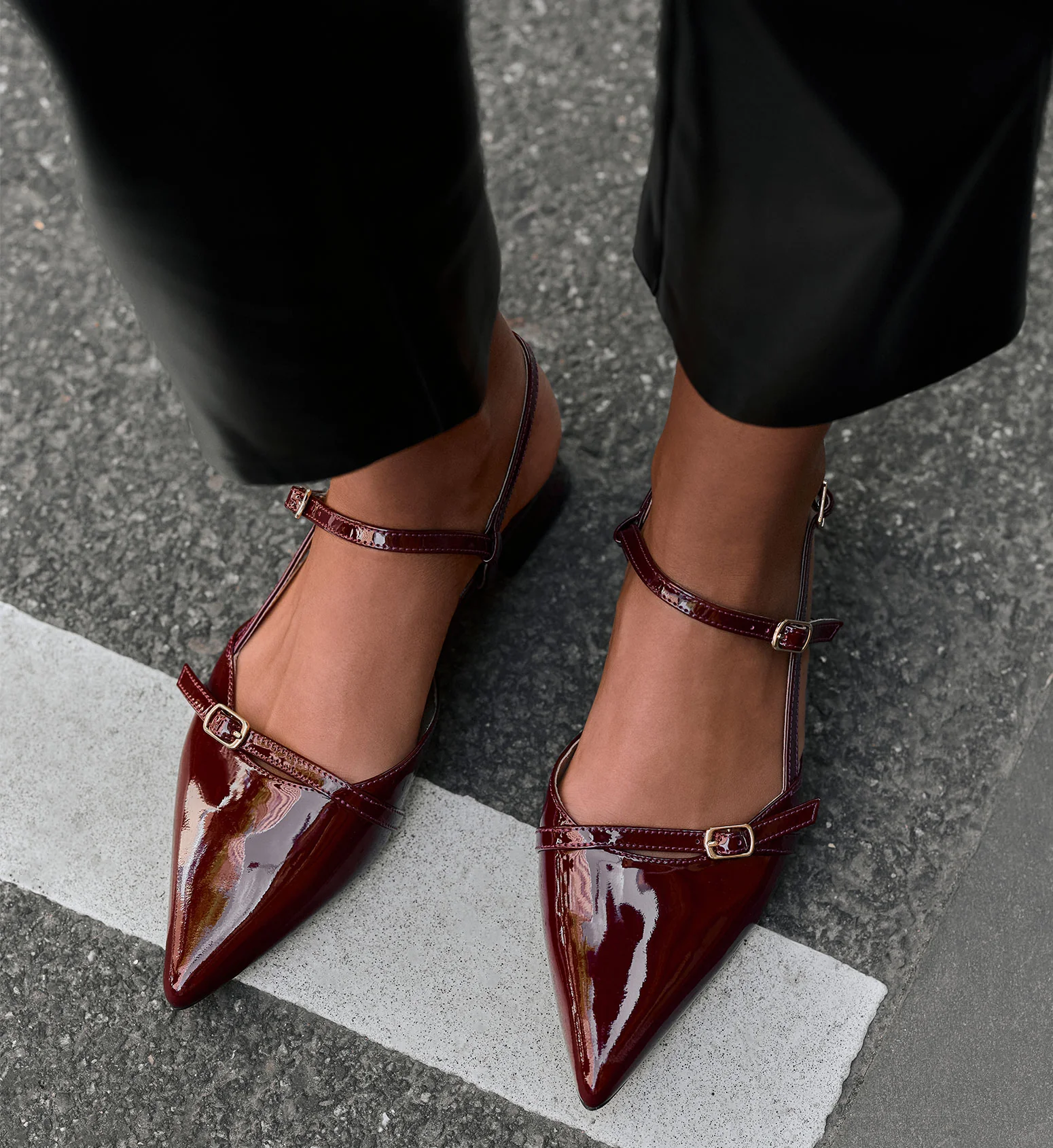 Firecrown 2 Dark Cherry Red Patent Leather Flats