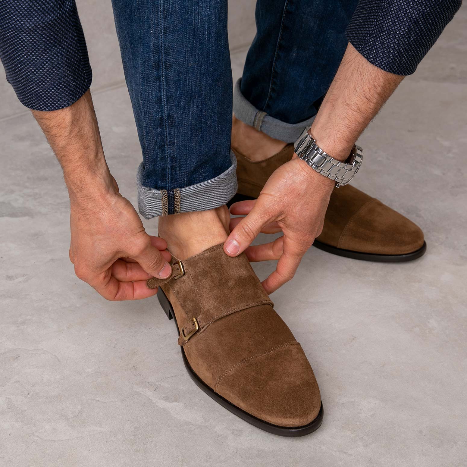 Vanadium Tobacco Suede Monks