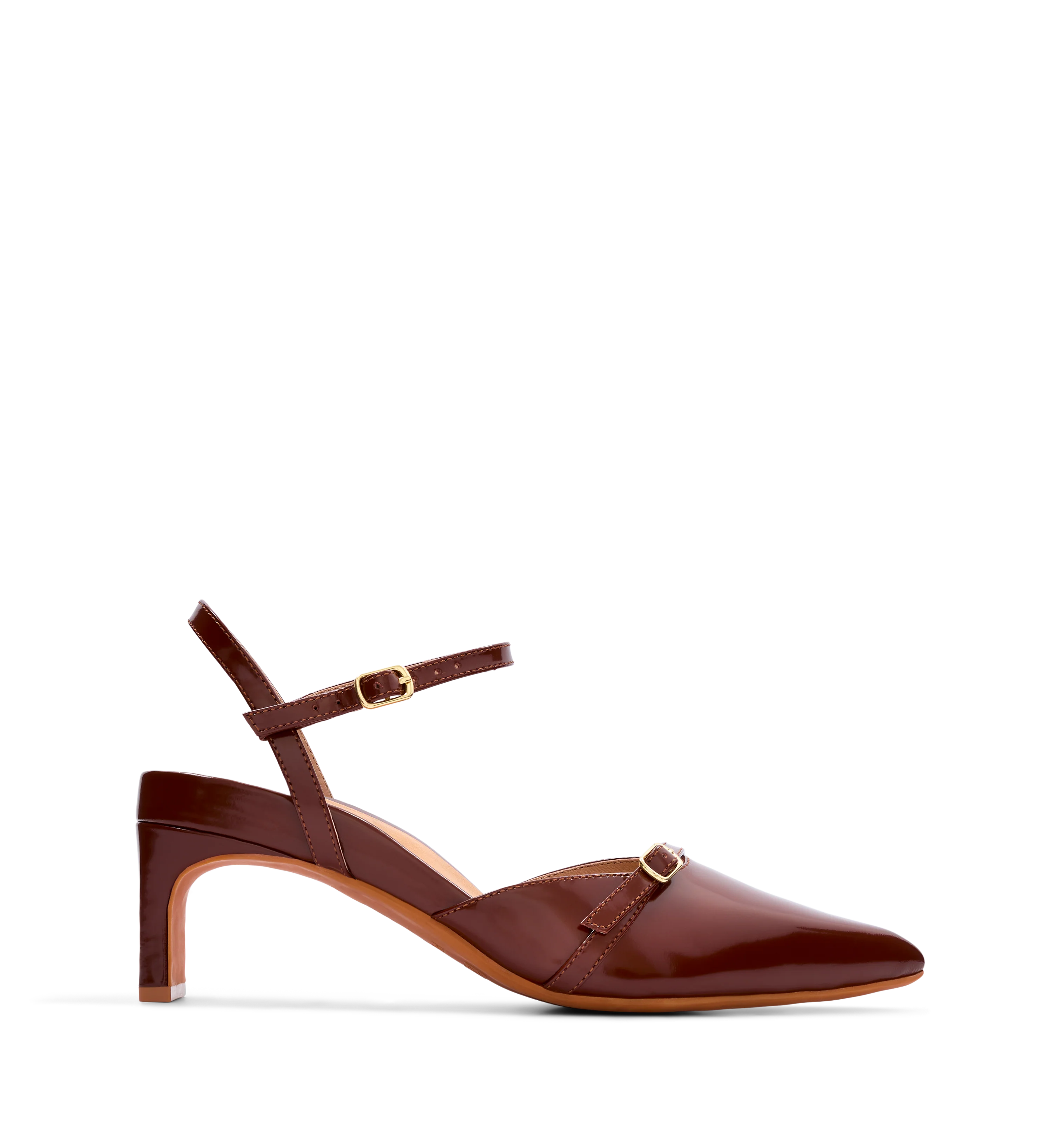 Sylph Hazelnut Tan Patent Leather Low Heels