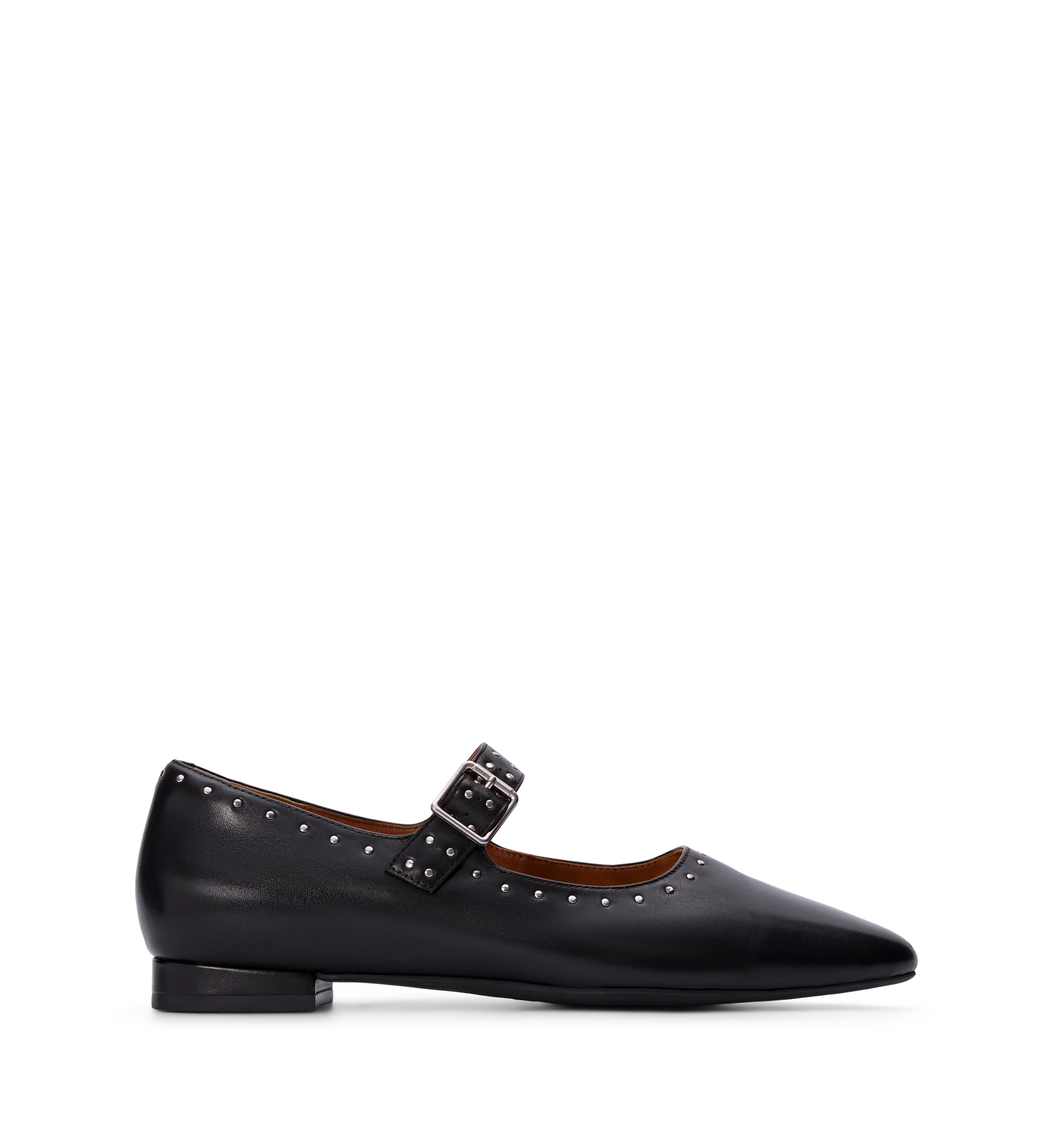 Tyto Black Leather & Hardware Ballet Flats