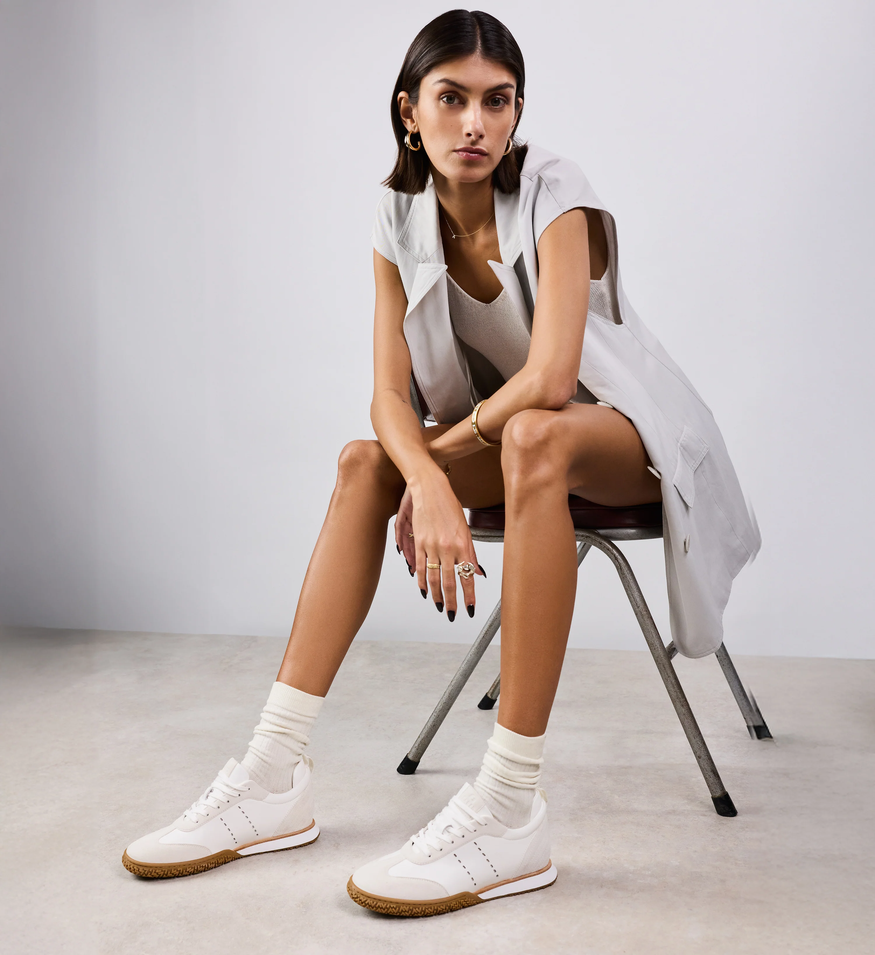 Mockingbird White Leather & Suede Sneakers