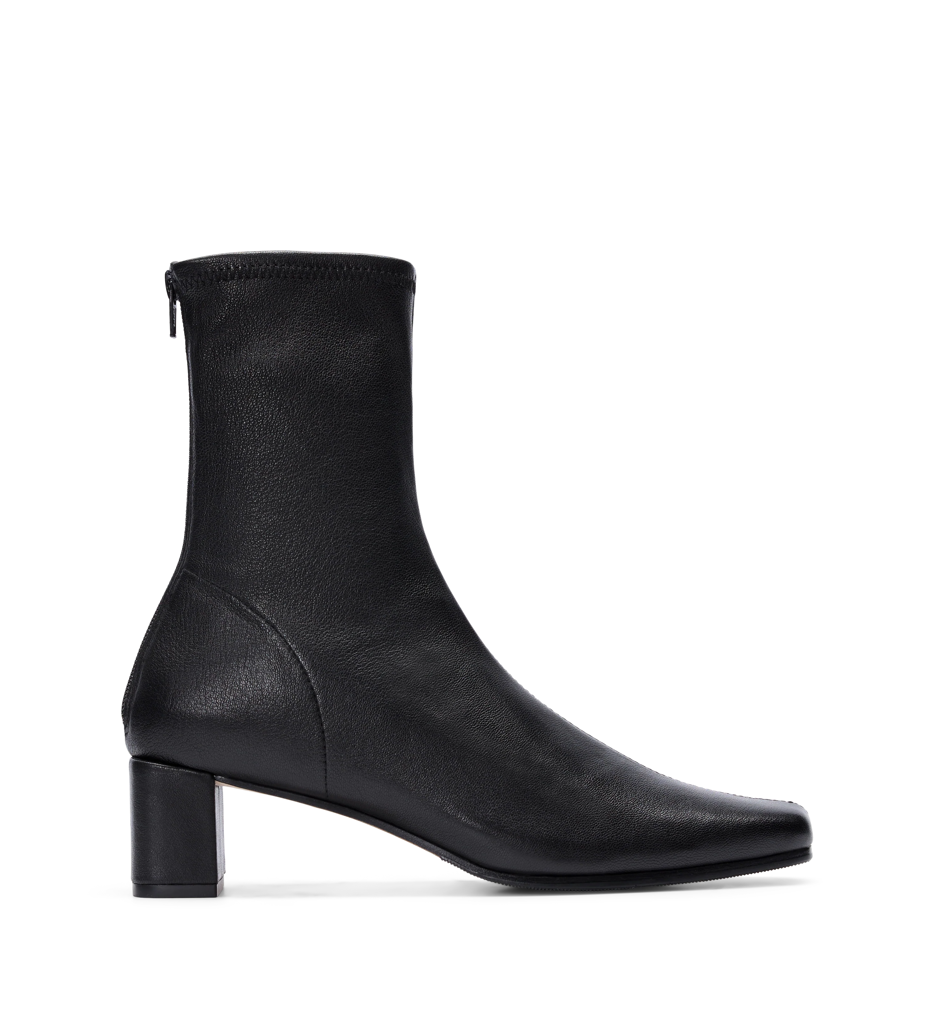 Hylia Black Stretch Leather Heeled Boots