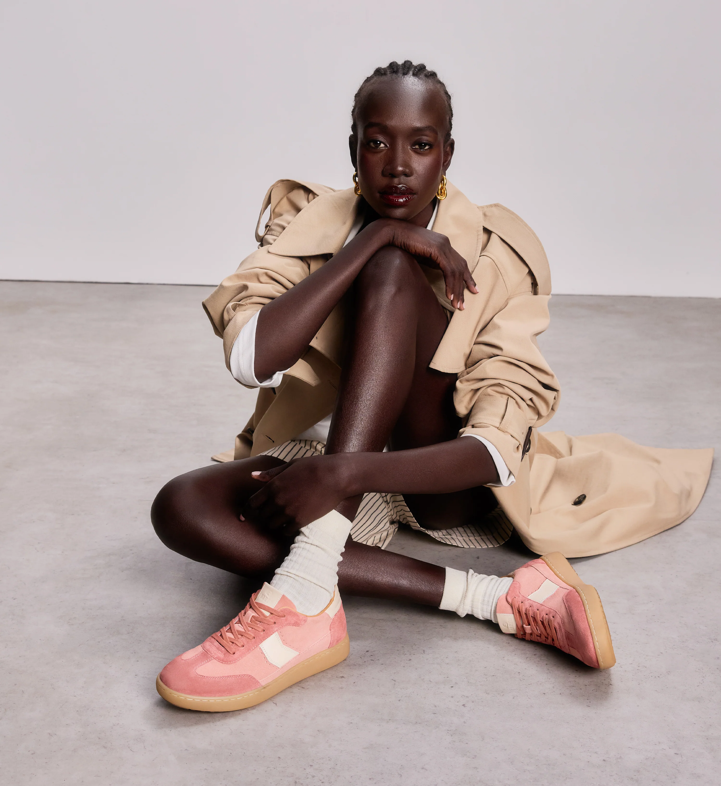 Amakihi Dusty Pink Suede & Leather Sneakers