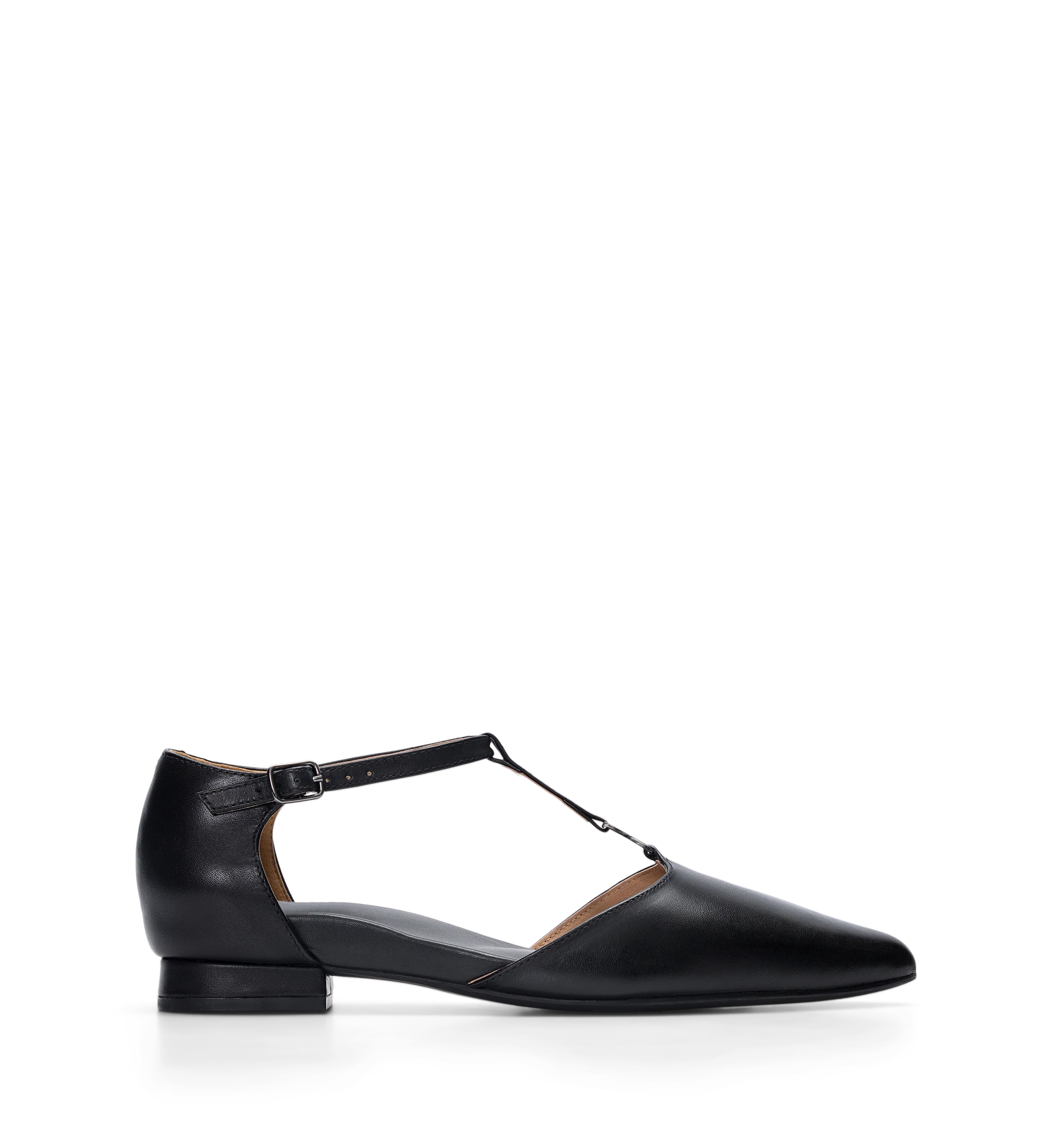 Avocet Black Leather & Hardware Flats