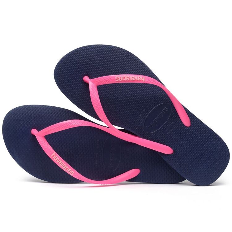 Havaianas Women's Slim Logo Pop Thong Marine Blue