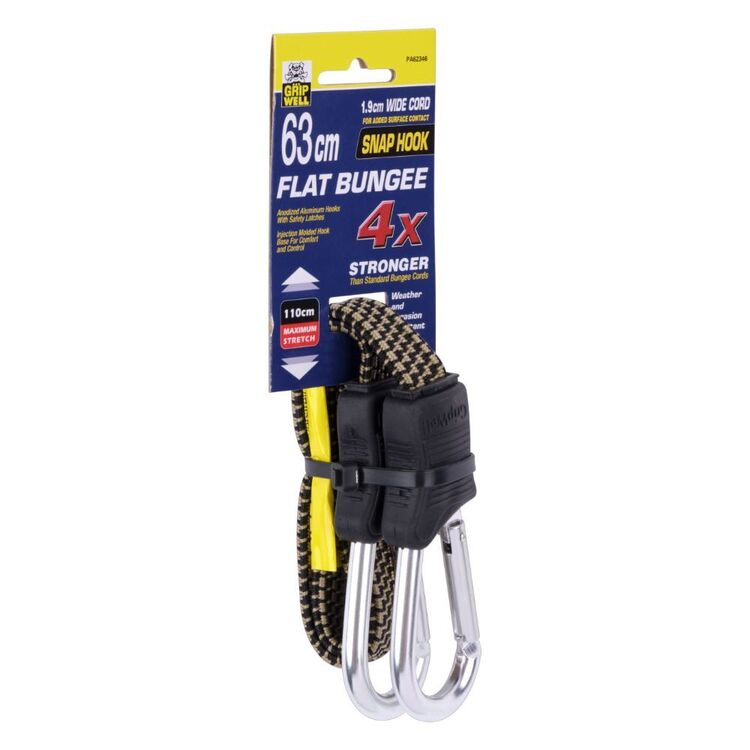 Gripwell 63cm Flat Strap Bungee With Snap Hooks Yellow 63 cm