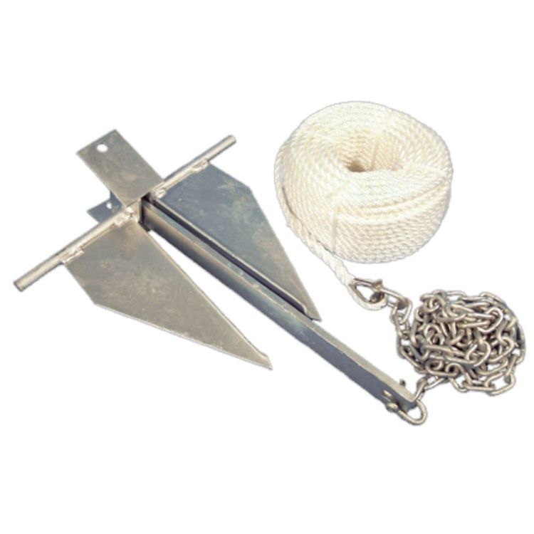 Waterline Sand Anchor Kit 4Lb Anchor, 6mm x 50m Rope, 2m x 6mm Chain
