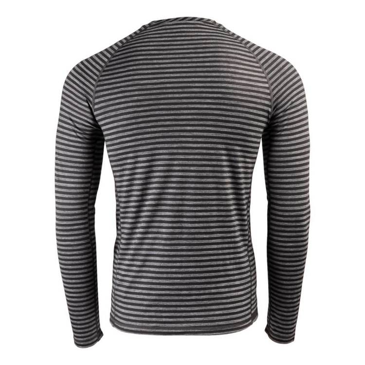 Mountain Designs Men's Merino Blend Long Sleeve Stripe Crew Black Stripe