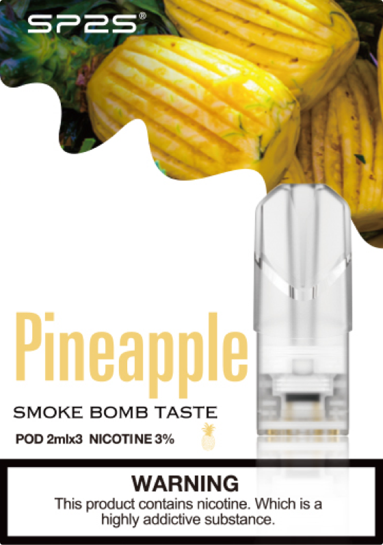 思博瑞SP2S 002D透明替換煙彈 口味豐富 充填高品質煙油 一盒3顆煙彈 兼容二代主機 酷爽鳳梨