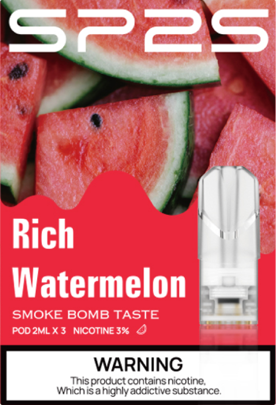 思博瑞SP2S  国际版透明替換煙彈 口味豐富 充填高品質煙油 一盒3顆煙彈 兼容二代主機  西瓜