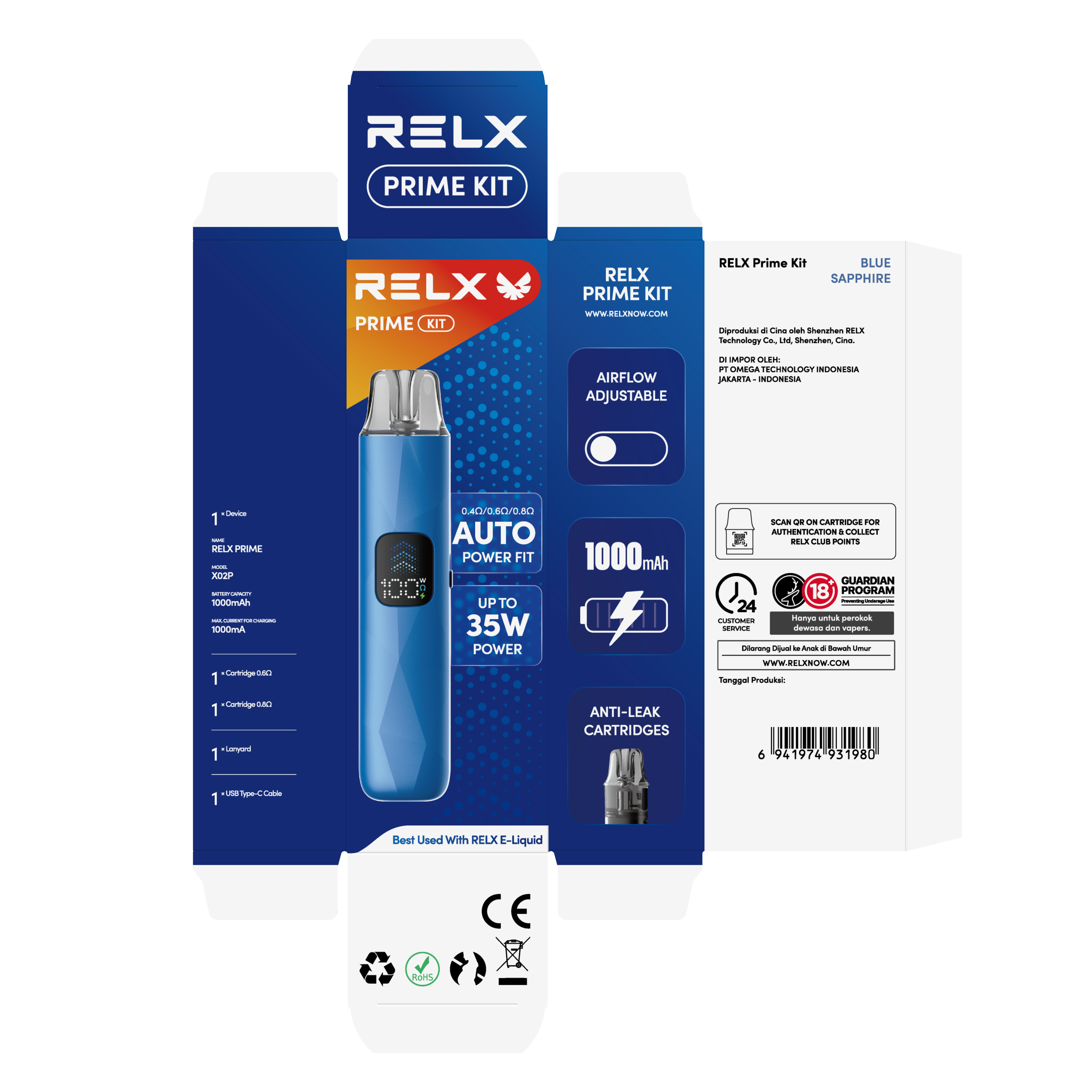 悅刻RELX-Prime Kit開放式主機套裝  藍色