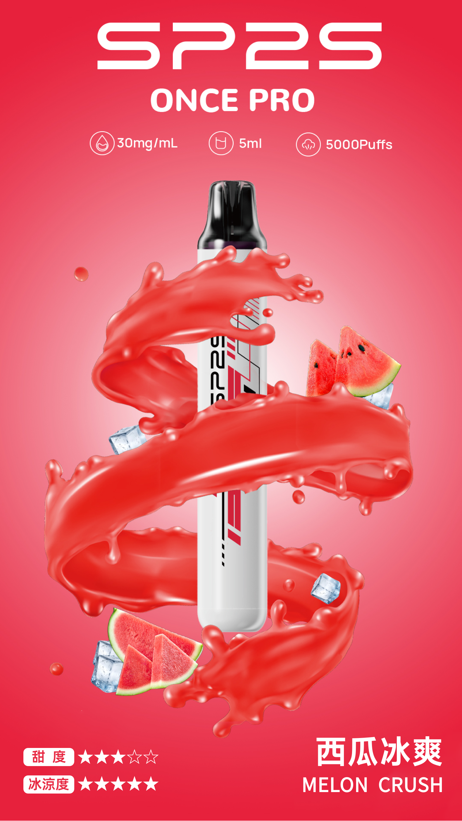 思博瑞SP2S  ONCE PRO 一次性5000口 抛棄式 西瓜冰爽