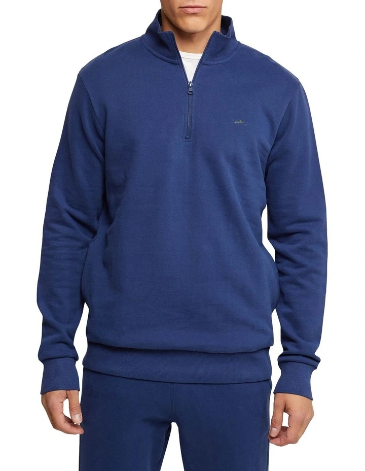 Wyatt Zip Neck Sweater Shirt in Blue
