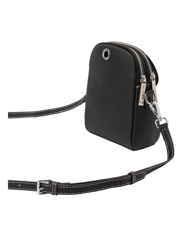 Miranda Leather Phone Crossbody Bag in Black