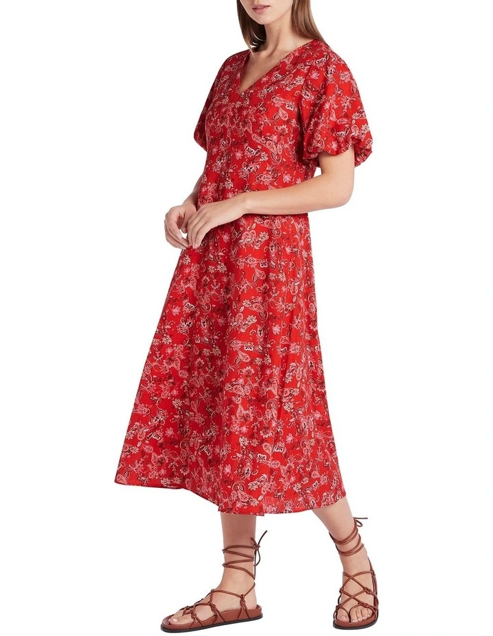 Miya Linen Dress in Poppy Multi