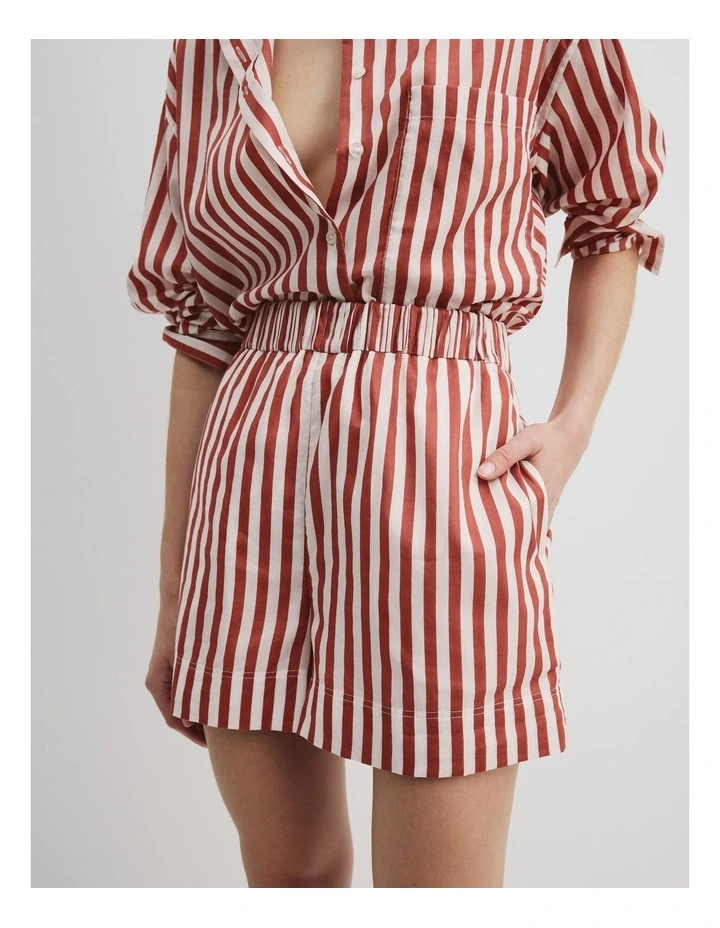 Pull-on Voile Short in Russet Stripe