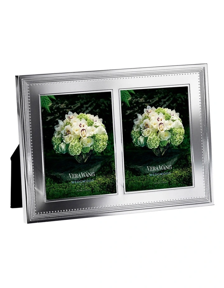 Vera Wang 5x7" Grosgrain Double Photo Frame Silver