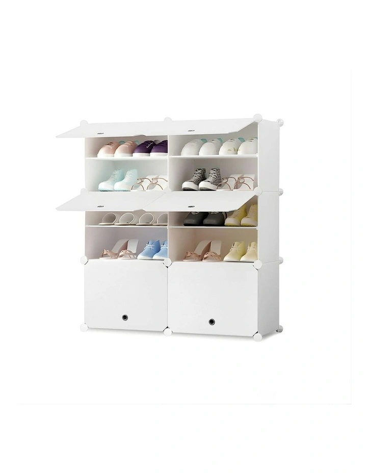 5 Tier 2 Column Shoe Rack Organizer in White