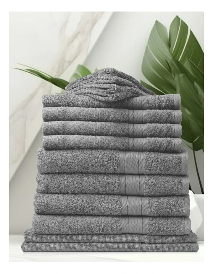 Royal Comfort Mirage 14 Piece Towel Set in Light Grey
