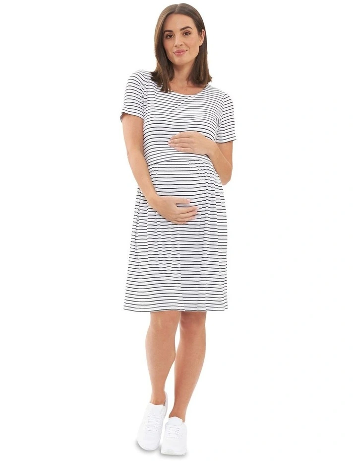 Shelly Summer Nursing Dress in Black/White