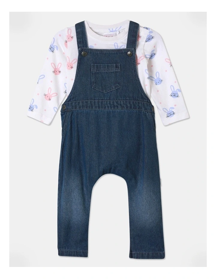 Denim Bunny Overall Set in Denim