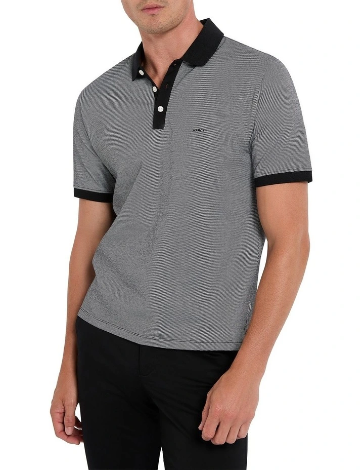 Haru Jacquard Polo Shirt in Black/White