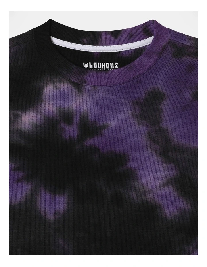 Long Sleeve Waffle Splice Tee in Purple