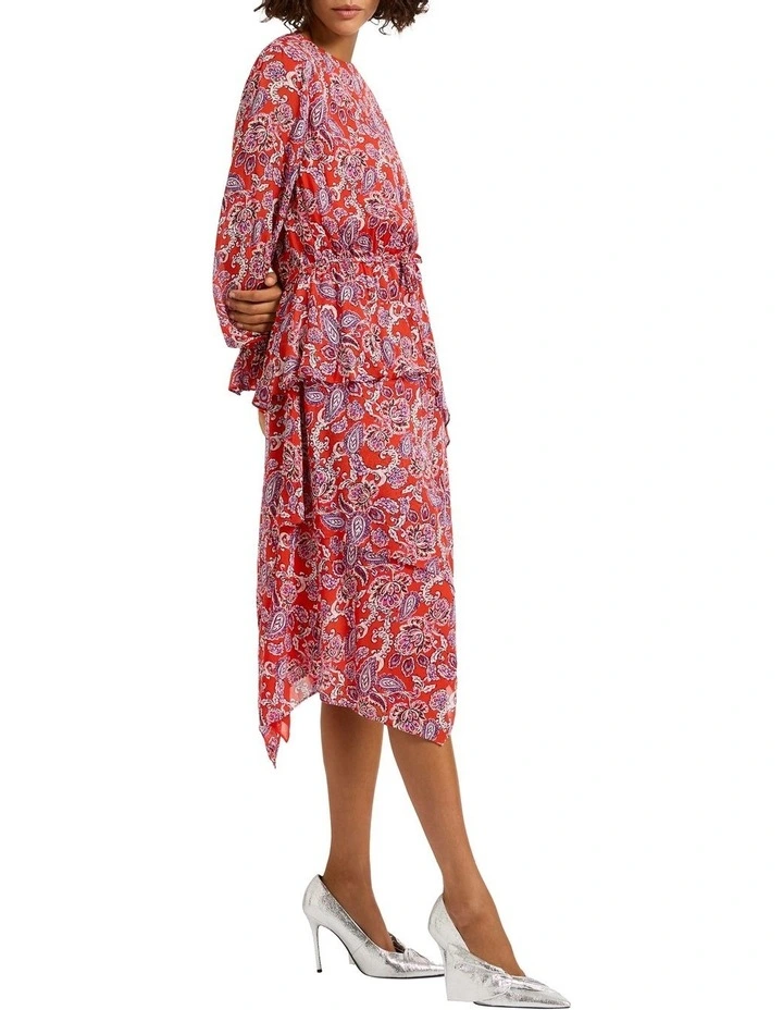 For It Midi Dress in Red Multi