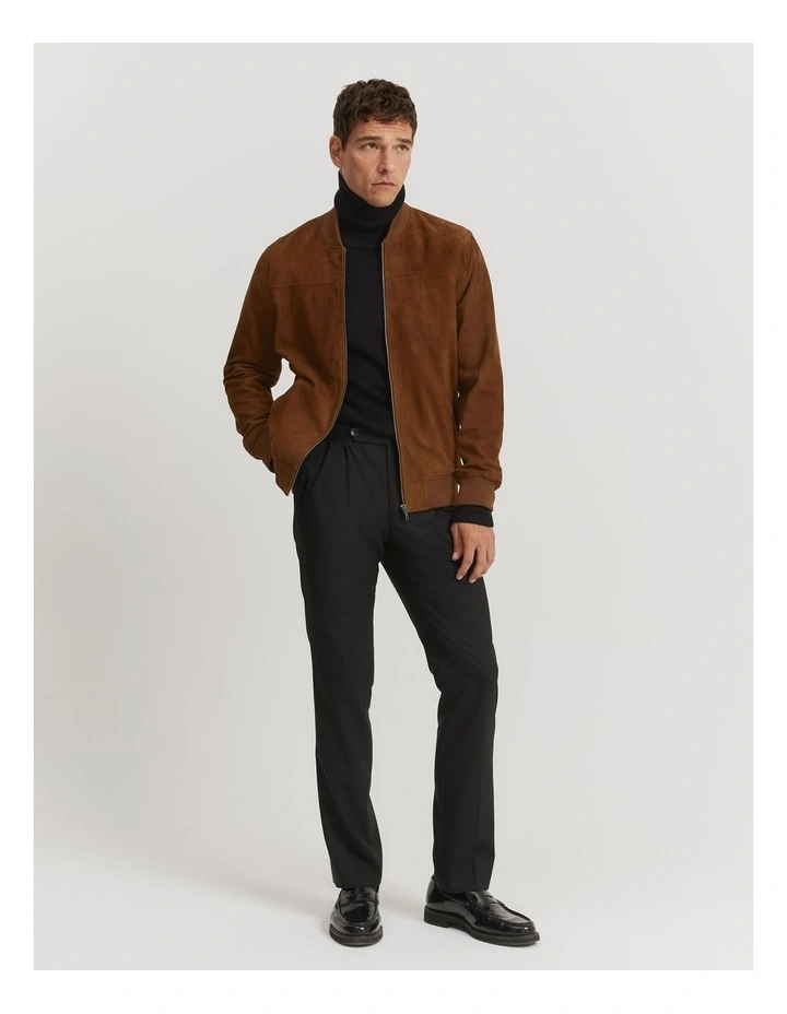 Suede Bomber in Chocolate