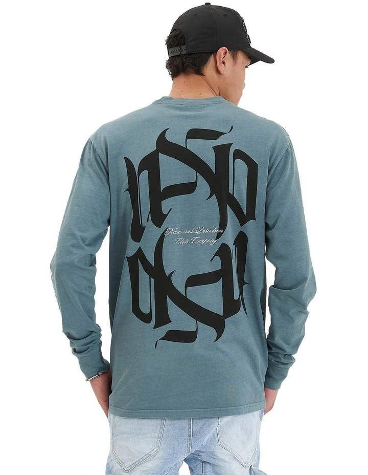 Plinth Heavy Relaxed Long Sleeve Tee in Blue
