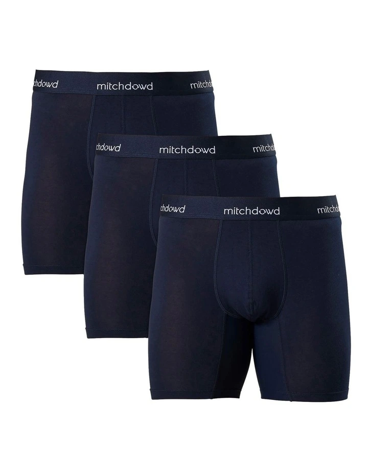 Stretch Cotton Comfort Trunks 3 Pack in Navy