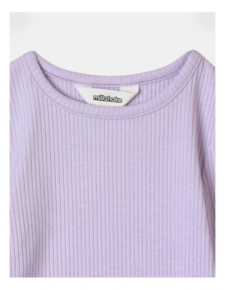 Essential Plain Rib Long Sleeve Tee in Lilac