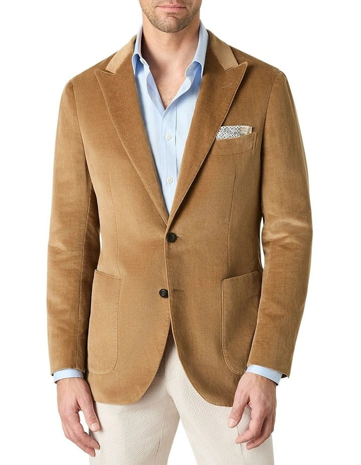 Ziggy Washed Velvet Blazer in Camel