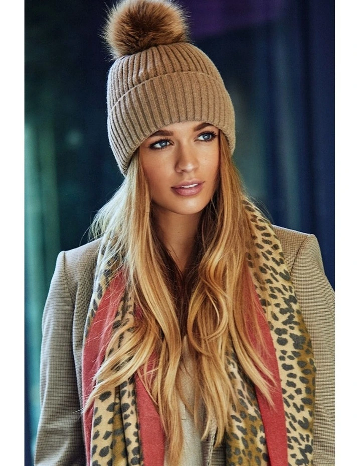 Valentine Wool Blend Beanie in Beige