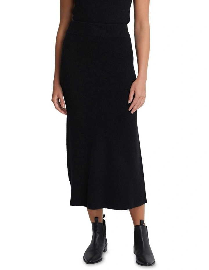 Lisa Yak Blend Knitted Skirt in Black