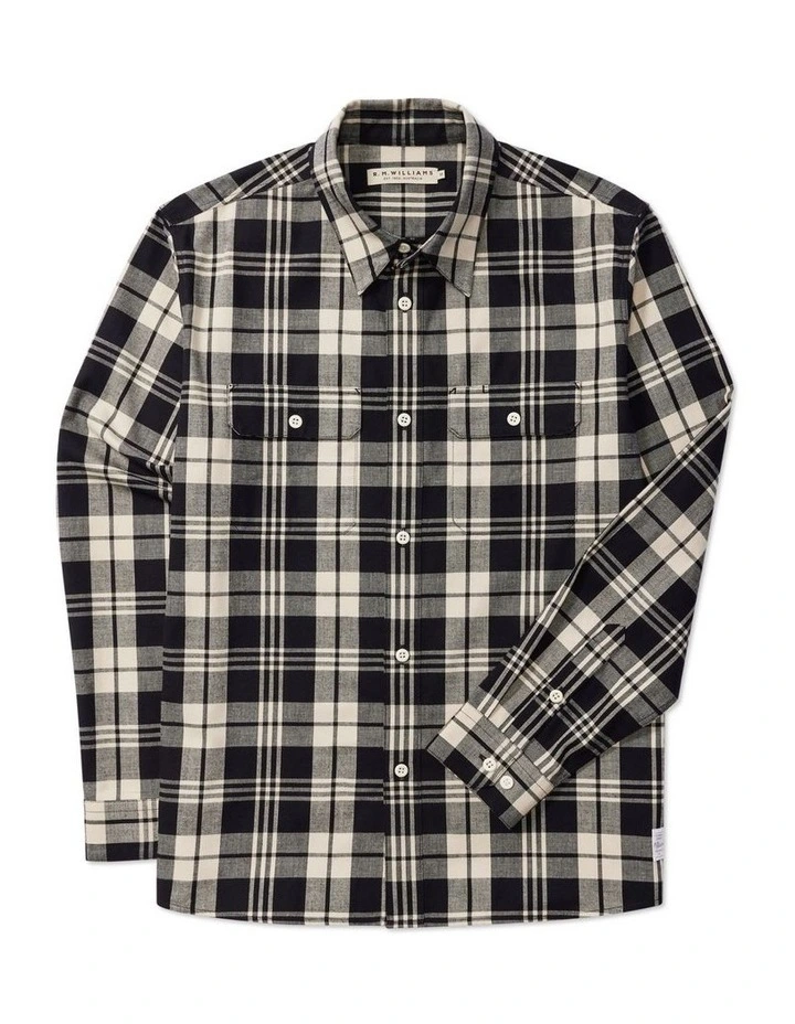 Field Check Long Sleeve Shirt in Black Bone