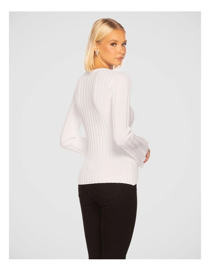 Maisie V Neck Knit Top in White