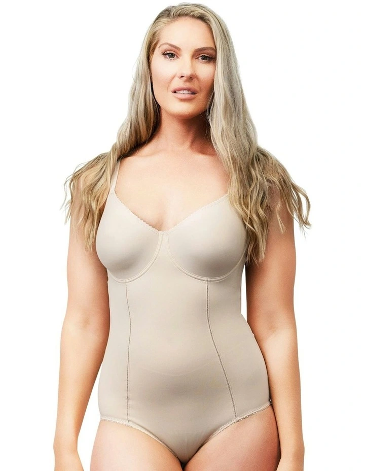 Moulded Underwire Cup Shaping Bodysuit in Light Beige