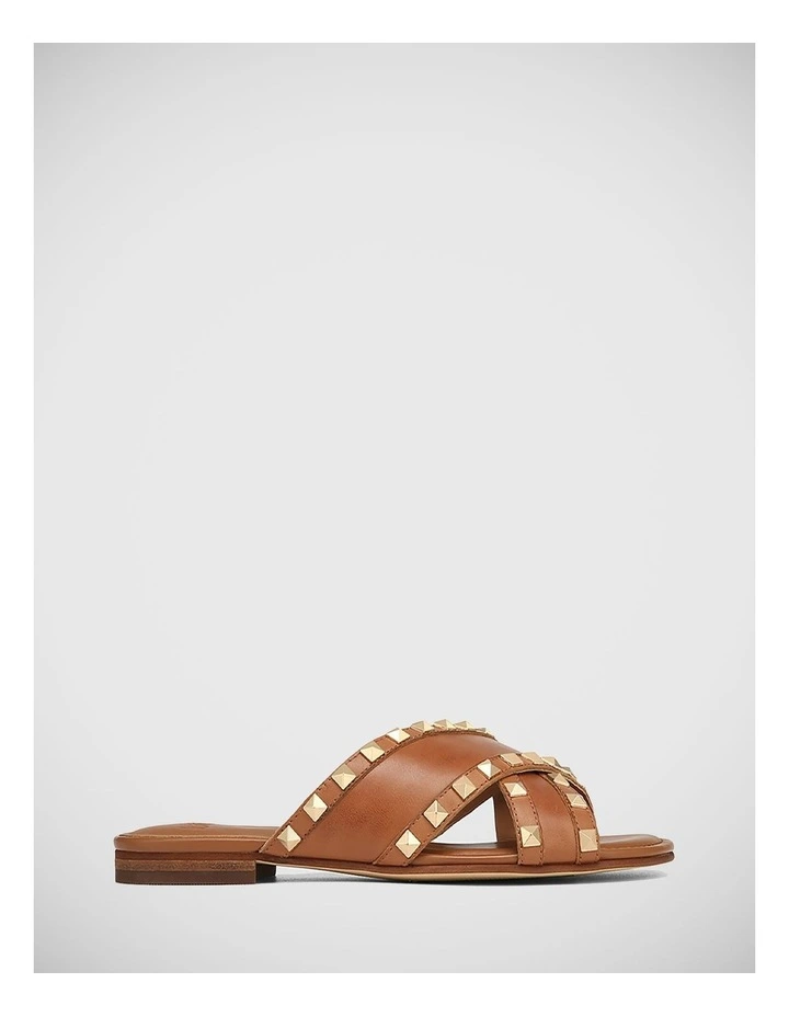 Calabria Leather Sandal in Dark Cognac