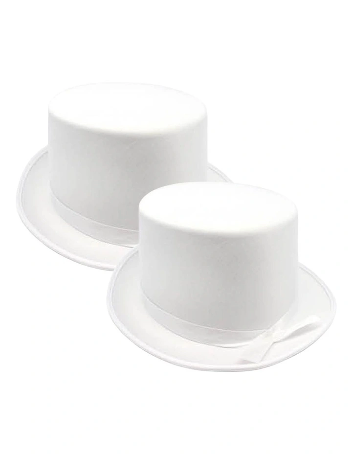 Satin Top Hat x2 in White