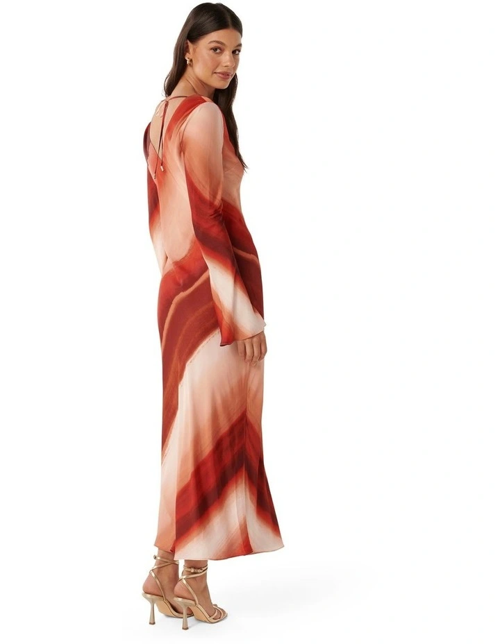 Leilani Bias Stripe Midi Dress in Red