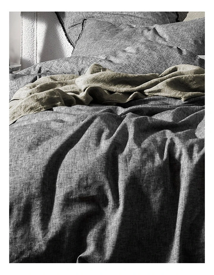 Chambray Fringe Bedlinen Collection in Smoke