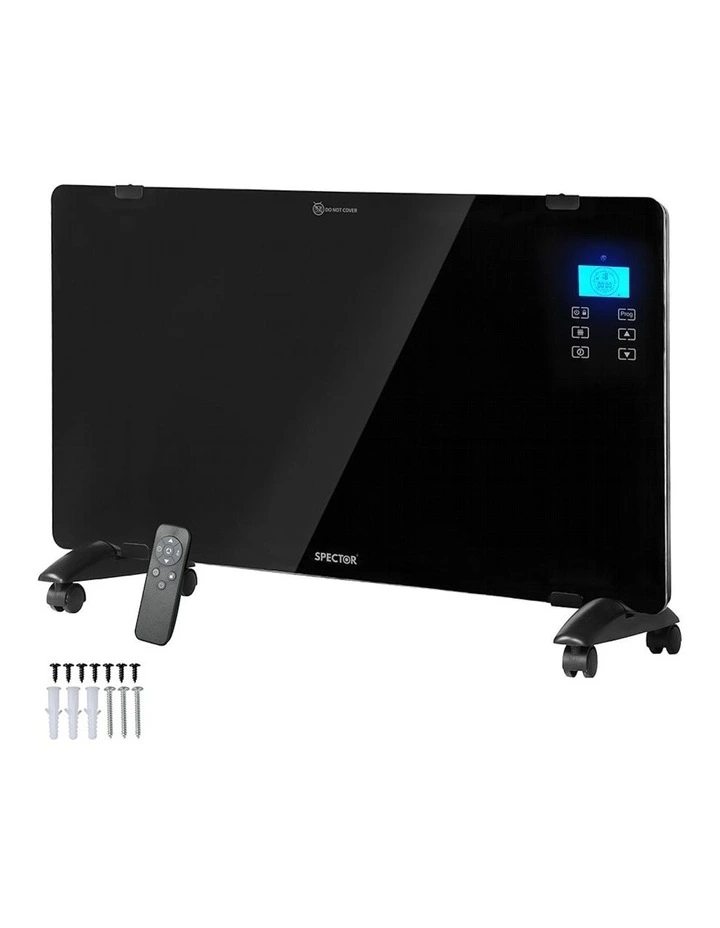 Wall Mount Electric Glass Panel Heater 1500W in Black