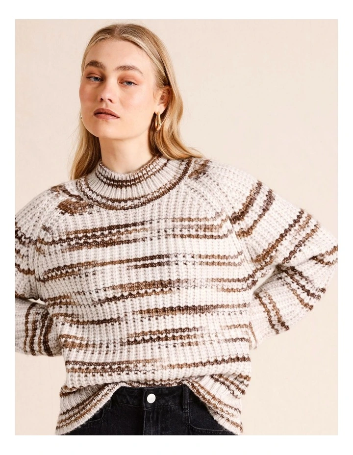 Striped Chunky Knit Jumper in Natural