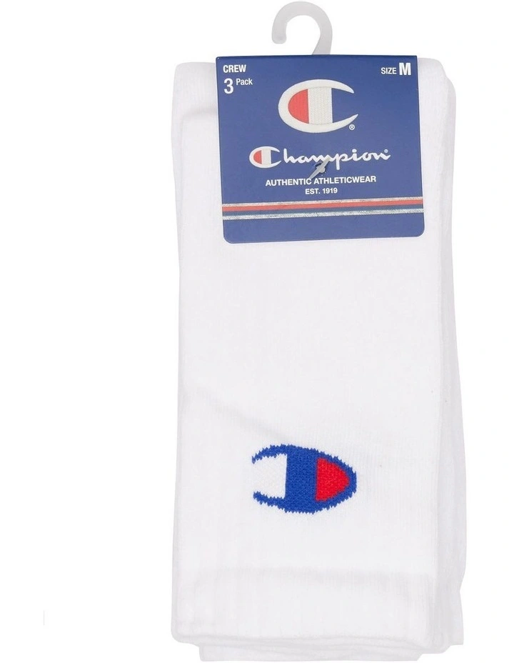 Sports Crew Socks 3 Pack in White