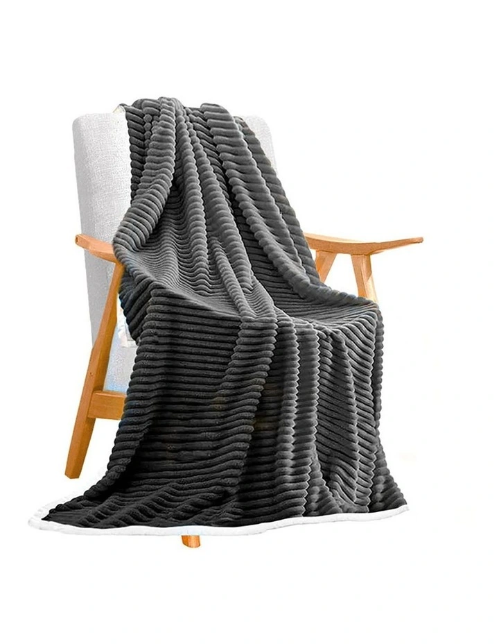 Double Sided Thick Flannel Throw Blanket in Grey